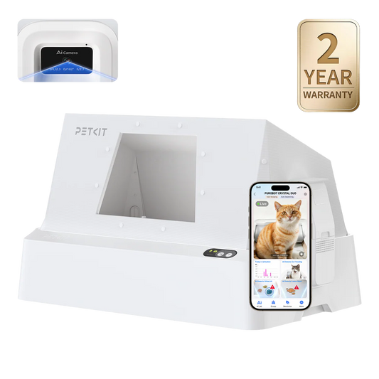 Purobot Crystal Duo selvrensende kattedo med cover