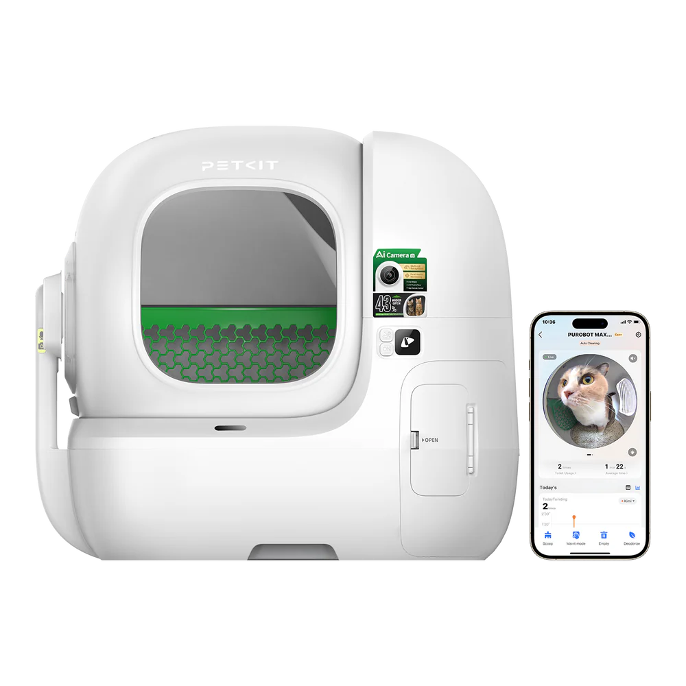 Petkit - Purobot Max Pro 2 selvrensende kattedo + Petkit Mixed kattesand (4pk)